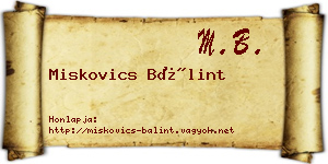 Miskovics Bálint névjegykártya